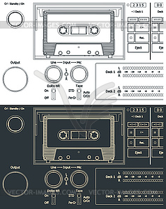 Tape recorder cassette deck blueprints - vector clipart / vector image