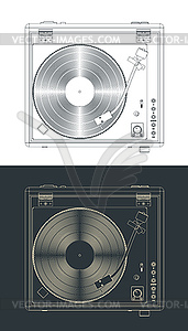 Turntable vinyl sketches - vector image