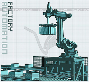 Автоматизированный конвейер - векторное изображение