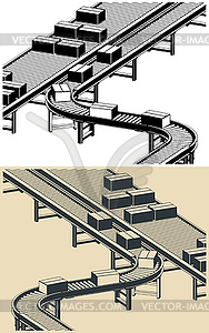 Conveyors for warehouses and production - vector clipart