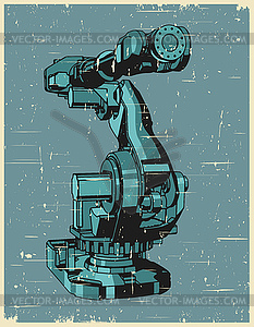 Robotic arm for automated production lines retro - vector clip art