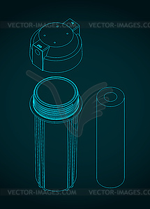 Схема чаши предварительного фильтра и угольного фильтра - стоковый векторный клипарт