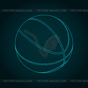 Basketball ball blueprint - vector image