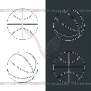 Basketball ball blueprints - vector clip art