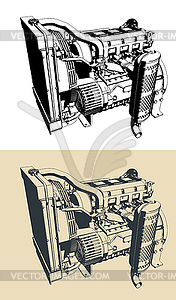 Дизельный двигатель ы - векторный клипарт EPS