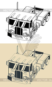 Truck tractor isometric s - royalty-free vector image