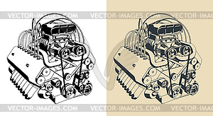 Turbocharged V-engine s - vector clip art