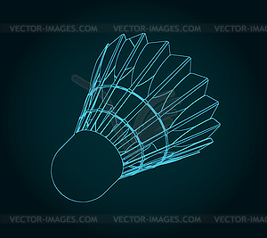 Чертеж волана для бадминтона - изображение в векторном формате