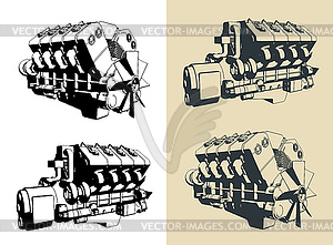 Турбодизельный двигатель s - графика в векторном формате