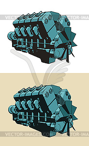 Турбодизельный двигатель - векторизованное изображение клипарта