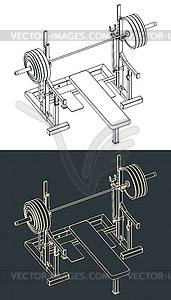 Press weight adjustable squat rack bench isometric - vector clipart