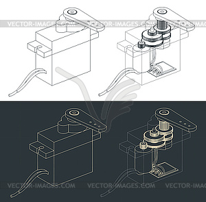 Чертежи серводвигателя - векторный клипарт Royalty-Free