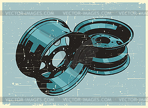 Стальные колеса старый плакат - векторное изображение