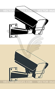 Surveillance camera with windscreen wiper - vector clip art