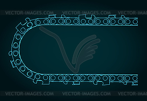 Chainsaw chain blueprint - vector image