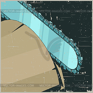 Chainsaw cutting wood retro poster - vector clipart