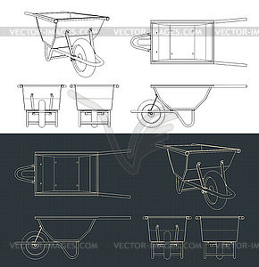 Чертежи бетонных тележек - клипарт в векторном формате