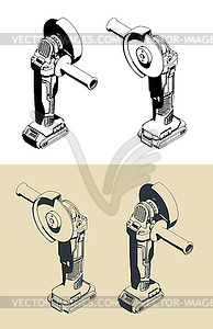 Cordless angle professional grinder s - vector image