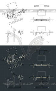 Preacher curl machine blueprints - vector clip art