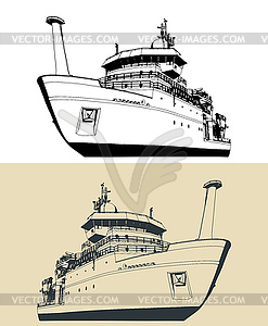 Исследовательское судно - рисунок в векторе