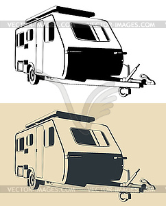 Camping trailer with lift-up roof s - vector clip art