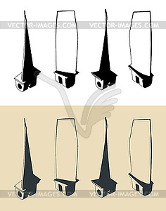 Gas turbine compressor rotor blade - vector clipart