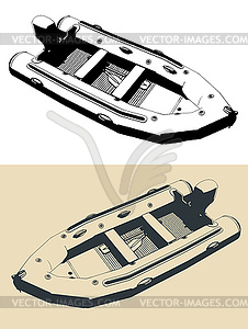 Надувная моторная лодка - изображение в векторе