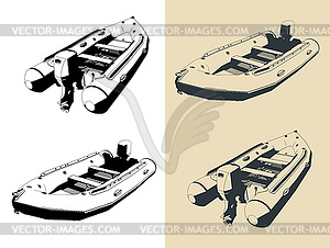 Надувная моторная лодка - клипарт в векторном формате