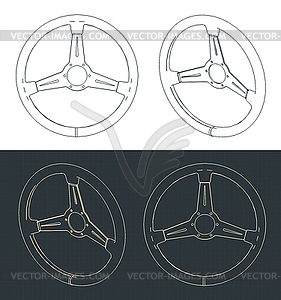 Чертежи рулевого колеса спортивного автомобиля - клипарт в векторе / векторное изображение