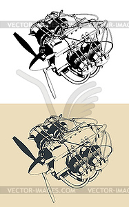 Горизонтально расположенный авиационный двигатель - иллюстрация в векторе