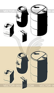 Industrial barrels and canisters set - vector clipart