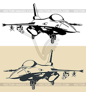 Military aircraft F-16 - vector image