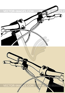 Trail bicycle bicycle steering and rubber handle - vector image