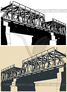 Truss railway bridge - vector clip art
