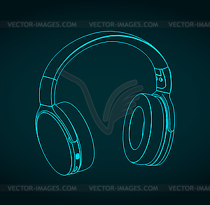 Wireless headphones isometric drawing - vector image