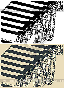 Roller conveyor with chain drive - vector clipart