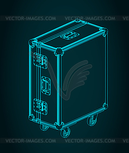 Rolling road case for stage equipment isometric - vector clipart