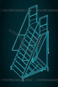 Изометрический чертеж лестницы из прокатной стали - изображение в векторном формате