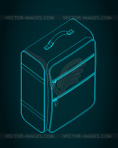 Изометрический чертеж дорожного чемодана - векторный клипарт / векторное изображение