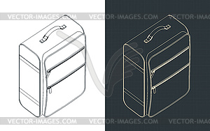 Изометрические чертежи дорожного чемодана - клипарт в векторе / векторное изображение