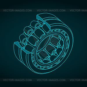 Схема изометрического выреза сферического роликоподшипника - векторное изображение клипарта