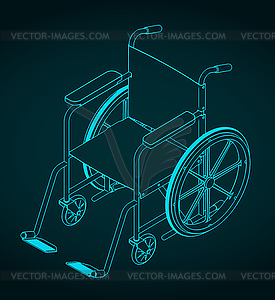 Wheelchair isometric blueprint - vector image