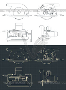 Circular saw blueprints - vector image