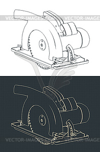 Изометрические чертежи циркулярной пилы - иллюстрация в векторе