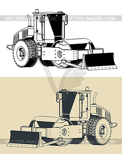 Road roller compactor - vector image