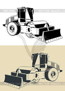 Road roller drawings - stock vector clipart