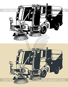 Street sweeper truck - vector clipart
