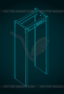 Archway metal detector blueprint - vector image