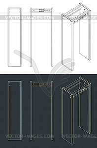 Archway metal detector blueprints - vector image