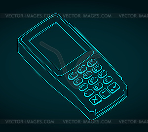 Electronic cash terminal drawing - vector clipart